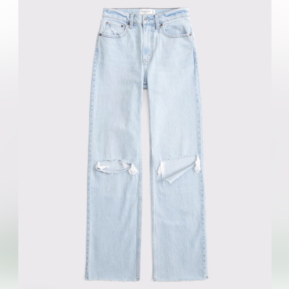 Abercrombie High Rise 90s Relaxed Raw Hem Jean